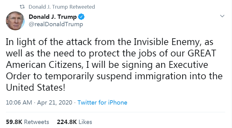 川普“美國將暫停赴美移民”的推文解讀!